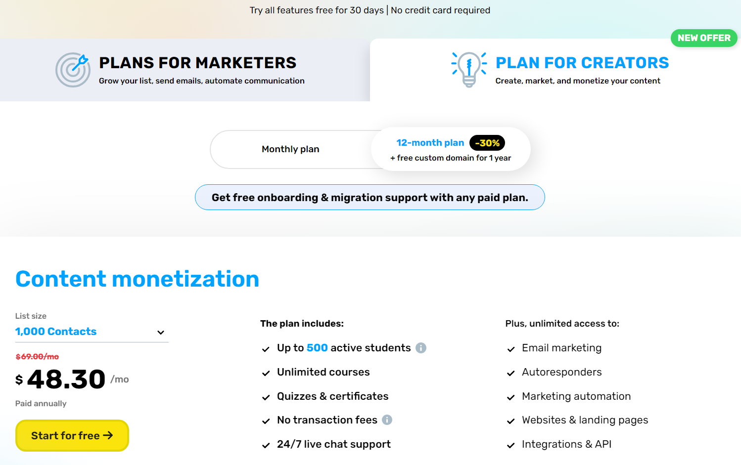 GetResponse's pricing